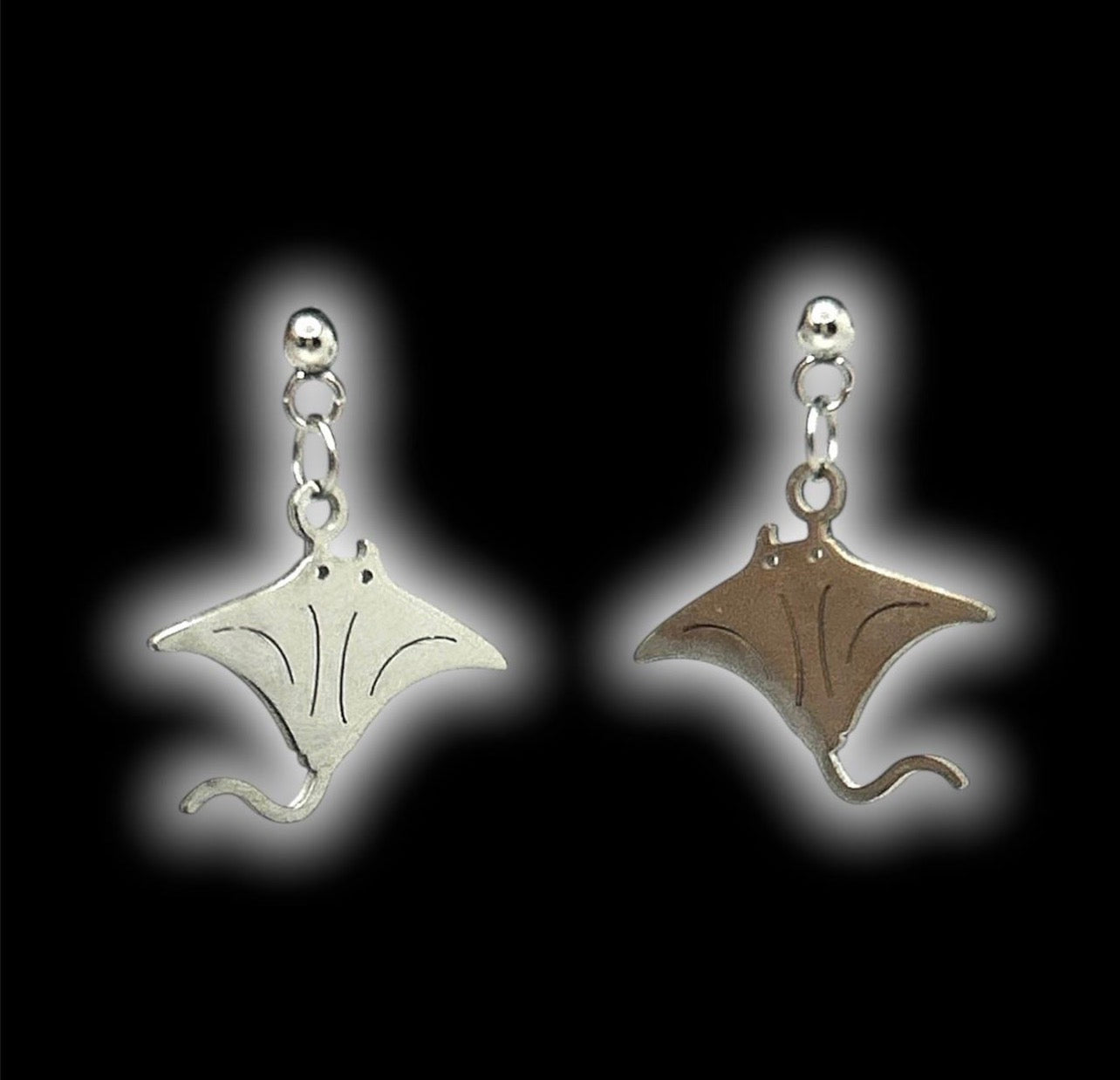Manta Ray Dangle Studs